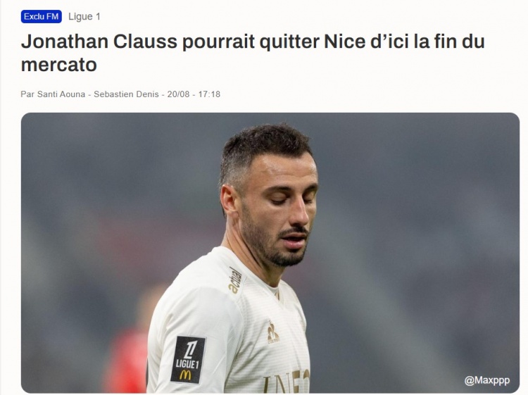 欧冠决赛-记者：乔纳森-克劳斯可能夏窗最后时刻离开尼斯，有球队加快追求